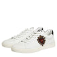 Dolce & Gabbana White Leather Heart Embellished Sneakers Shoes