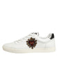 Dolce & Gabbana White Leather Heart Embellished Sneakers Shoes