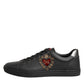 Dolce & Gabbana Black Leather Heart Embellished Sneakers Shoes