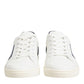 Dolce & Gabbana White Blue Leather Logo Patch Sneakers Shoes