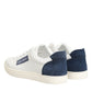Dolce & Gabbana White Blue Leather Logo Patch Sneakers Shoes