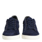 Dolce & Gabbana Blue Leather Suede Low Top Sneakers Shoes