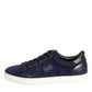 Dolce & Gabbana Blue Leather Suede Low Top Sneakers Shoes
