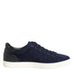 Dolce & Gabbana Blue Leather Suede Low Top Sneakers Shoes