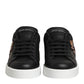 Dolce & Gabbana Black Leather Heart Embellished Sneakers Shoes