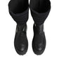 Dolce & Gabbana Black Leather Mid Calf Biker Boots Shoes