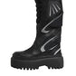 Dolce & Gabbana Black Leather Mid Calf Biker Boots Shoes