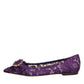 Dolce & Gabbana Purple Taormina Lace Crystals Flats Shoes