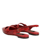 Dolce & Gabbana Red Leather Slingback Flats Sandals Shoes