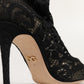 Dolce & Gabbana Black Stretch Socks Taormina Lace Boot Shoes