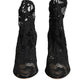 Dolce & Gabbana Black Stretch Socks Taormina Lace Boot Shoes