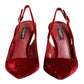 Dolce & Gabbana Red Suede High Heels Slingbacks Sandals Shoes
