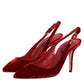 Dolce & Gabbana Red Suede High Heels Slingbacks Sandals Shoes