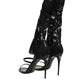 Dolce & Gabbana Black Floral Lace Heels SANDALS Shoes