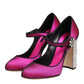 Dolce & Gabbana Pink Strass Mary Janes Heels Pumps Shoes