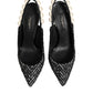 Dolce & Gabbana White Black Chevron Faux Pearl Slingbacks Shoes