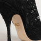 Dolce & Gabbana Black Taormina Lace Socks Pumps Boots Shoes