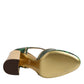 Dolce & Gabbana Green Leather T-STRAPS Heels Sandals Shoes
