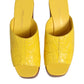 Dolce & Gabbana Yellow Leather Wood Mule Wedge Slides Shoes