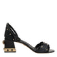 Dolce & Gabbana Black Studded Ankle Strap Sandals Shoes