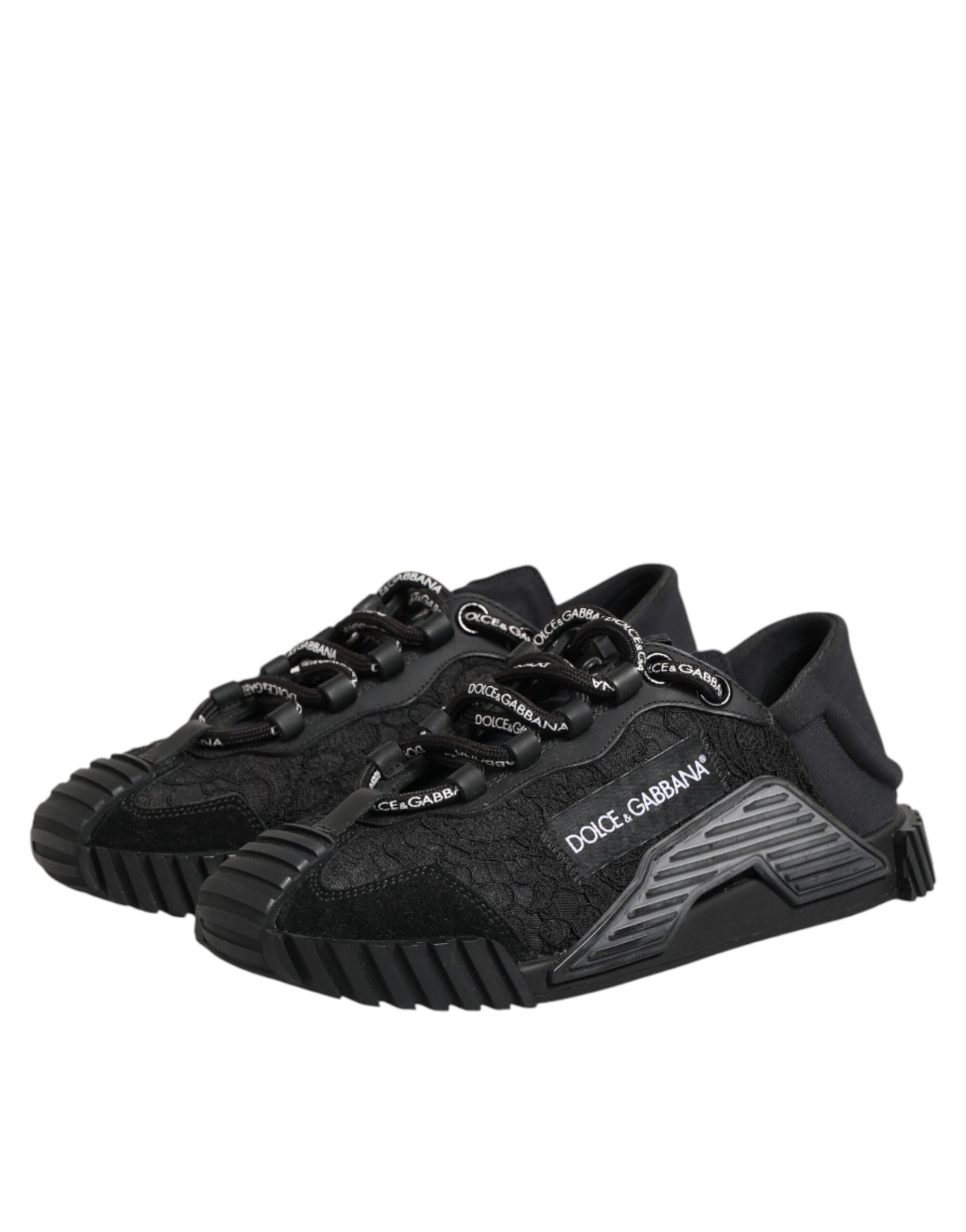 Dolce & Gabbana Black Logo Lace Low Top NS1 Sneakers Shoes