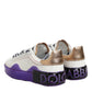Dolce & Gabbana White Purple Leather Low Top Sneaker Shoes