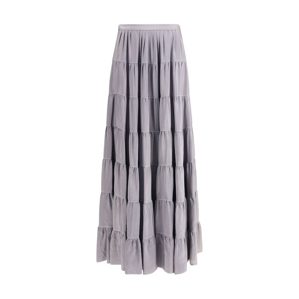 Forte_Forte Gray Silk Long Skirt