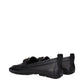 Versace Black Leather Slip-On Loafers