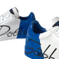 Dolce & Gabbana White Blue Logo Low Top Leather Sneakers Shoes