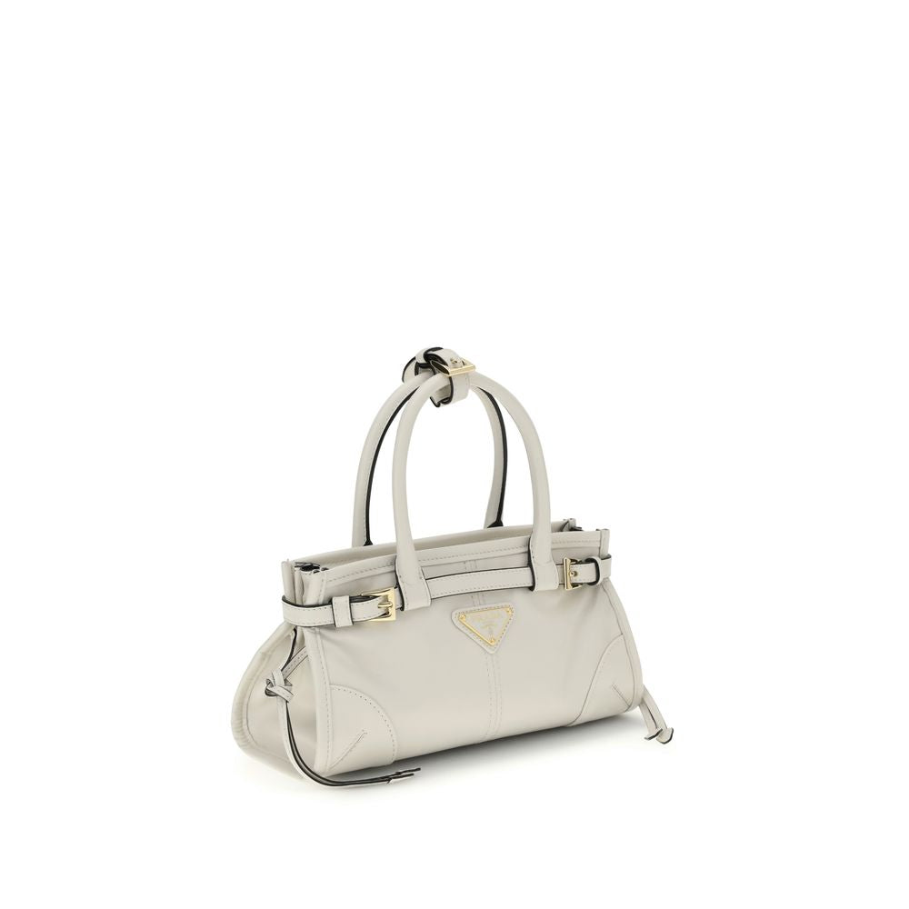 Prada White Calf Leather Bos Taurus False