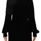 N.21 Sheath A-line Black Viscose Long Sleeves Round Neck Mini Dress