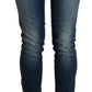 Acht Cotton Blue Washed Low Waist Skinny Cropped Jeans