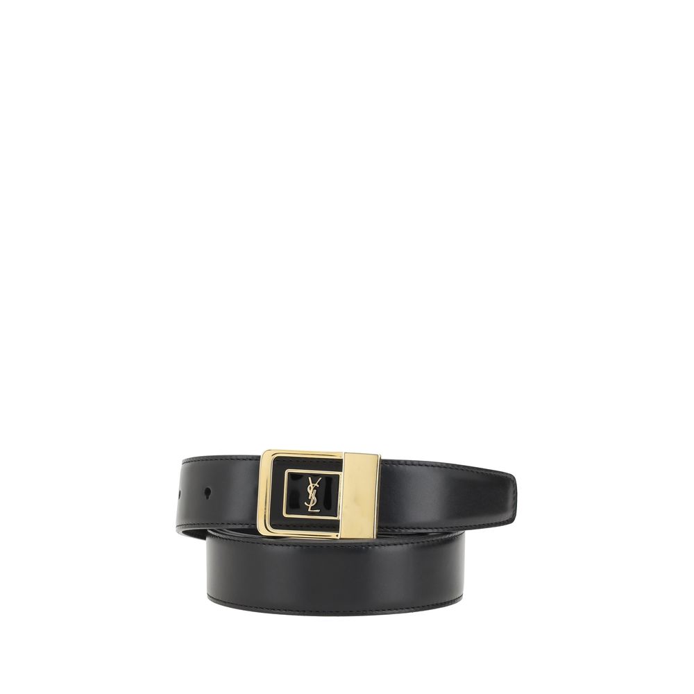 Saint Laurent Black Calf Leather Bos Taurus Regular Belt