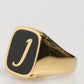 Dolce & Gabbana Gold-Tone Real Brass Black Enamel "J" Adjustable Rings