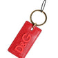 Dolce & Gabbana Red Calf Leather D&G Logo Metal Ring Keychain Keyring
