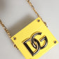 Dolce & Gabbana Yellow DG Logo Plaque Cover Gold Chain Airpods Case
