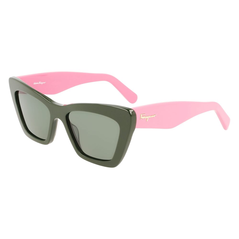 Ferragamo Green Acetate Sunglasses