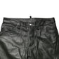 Dsquared² Black Full Grain Leather Mid Waist Trouser Pants