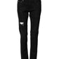 Dolce & Gabbana Black Tattered Cotton Men Skinny Denim Jeans