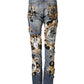 Dolce & Gabbana Blue Ripped Embellished Cotton Denim Jeans