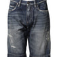 Dolce & Gabbana Blue Cotton Distressed Denim Bermuda Shorts