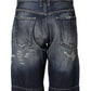 Dolce & Gabbana Blue Cotton Distressed Denim Bermuda Shorts