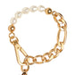 Dolce & Gabbana Gold Tone Brass Faux Pearl Logo Embellish Charm Bracelet