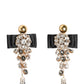 Dolce & Gabbana Crystal Chandelier Satin Bow Clip-On Jewelry Earrings