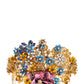 Dolce & Gabbana Gold Brass Crystal Floral Hortensia Crown Headband Tiara