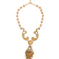 Dolce & Gabbana Gold Ceramic Crystal Cherub Baroque Pendant Necklace