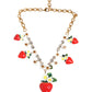 Dolce & Gabbana Gold Brass FRUIT Pendants Flowers Crystal Logo Necklace