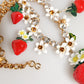 Dolce & Gabbana Gold Brass FRUIT Pendants Flowers Crystal Logo Necklace