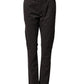 Sun68 Dark Brown Cotton Stretch Straight Mid Waist Trouser Pants