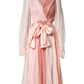 Dolce & Gabbana Pink Silk Tulle Long Sleeve V-neck Dress
